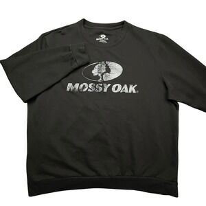 Mossy Oak Sweatshirt Mens XL Black Graphic Logo Fleece Crewneck Pullover